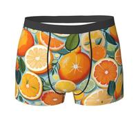 FRESQA Boxer imprimé agrumes, doux, évacuant l'humidité, respirant, flexible et confortable, Noir , M