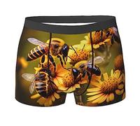 FRESQA Caleçon boxeur pour homme motif tournesol et rose, doux, évacuant l'humidité, respirant, flexible et confortable, Fleurs abeilles rurales, M