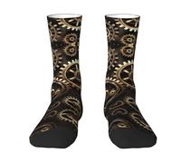 FRESQA Chaussettes de sport mi-longues unisexes avec motif coq mignon et poules, Engrenages Steampunk., taille unique