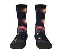 FRESQA Chaussettes unisexes pour adulte Motif explosion Feu d'artifice 3D Chaussettes de sport polyvalentes et sans talon Chaussettes décontractées pour un usage quotidien et l'exercice, Feu