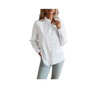 FRESQA Chemise Blanche Femmes Automne à Manches Longues Haut Femme élégant Mode Simple Boutonnage Blouses décontracté rayé Bureau Dames Chemises