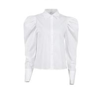 FRESQA Chemise Blanche surdimensionnée pour Femme, Chemisier décontracté, Simple Boutonnage, Manches Bouffantes, Hauts élégants à col Rabattu, Automne