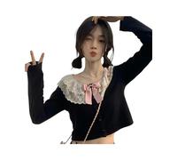 Chemise Kawaii en Dentelle Patchwork pour Femmes, Chemisier Lolita avec nœud Papillon, Style Japonais, Mode coréenne, vêtements à Manches Longues, 2023