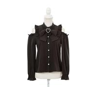 FRESQA Chemisiers élégants pour Femmes, Chemise Japonaise, vêtements Lolita, épaules dénudées, Manches Longues, Chemisiers en Forme de cœur d'amour, Nouvelle Collection 2023