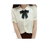 FRESQA Chemisiers Style Lolita Doux pour Femmes, Chemises Blanches japonaises JK pour Filles, Volants Mignons, Manches Courtes Bouffantes, Haut boutonné, Tendance
