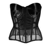 FRESQA Corset Bustier avec soutien-gorge pour femmes, en maille transparente, ceinture façonnant la taille, gilet sans bretelles, corsage Push-Up, XXS à 5XL