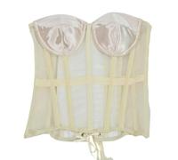 FRESQA Corset Bustier avec soutien-gorge pour femmes, en maille transparente, ceinture façonnant la taille, gilet sans bretelles, corsage Push-Up, XXS à 5XL