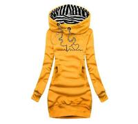 FRESQA Femmes Mode à Manches Longues Robes à Capuche Automne Hiver Robe Pull à Capuche Coupe ajustée Pulls Sweat-Shirt Long