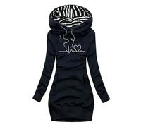 FRESQA Femmes Mode à Manches Longues Robes à Capuche Automne Hiver Robe Pull à Capuche Coupe ajustée Pulls Sweat-Shirt Long