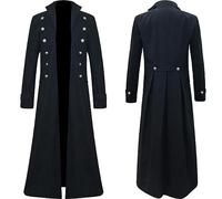 FRESQA Hommes Steampunk médiéval Tailcoat longue veste Vintage gothique victorien redingote uniforme Halloween Cosplay Costume