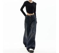 FRESQA Jean Vintage à Jambes Larges pour Femmes, Pantalon en Denim, Baggy Harajuku, surdimensionné, Streetwear Grunge Y2k, Pantalon d'automne, Mode coréenne Flare