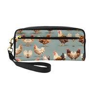 FRESQA Mini trousse de maquillage portable à imprimé de noix de coco, plage et coucher de soleil, polyvalente et compacte, parfaite pour vos essentiels, Imprimés de poulet, One Size