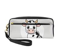 FRESQA Mini trousse de maquillage portable à motif écossais rouge et noir, polyvalente et compacte, parfaite pour vos essentiels, Vache au lait de dessin animé, One Size