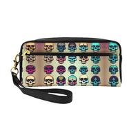 FRESQA Mini trousse de maquillage portable avec imprimé de coquelicots, polyvalente et compacte, parfaite pour vos essentiels, De nombreux graphismes rétro cool tête de mort, One Size