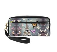 FRESQA Mini trousse de maquillage portable avec imprimé tracteur agricole, polyvalente et compacte, parfaite pour vos essentiels, Romantique Paris Papillon Eiffel, One Size