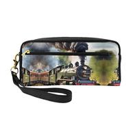 FRESQA Mini trousse de maquillage portable avec imprimé tracteur agricole, polyvalente et compacte, parfaite pour vos essentiels, Steam Little Train, One Size