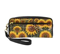 FRESQA Mini trousse de maquillage portable avec motif champignons lumineux, polyvalente et compacte, parfaite pour vos essentiels, Abeille et tournesols, One Size