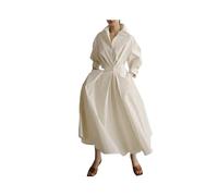 FRESQA Robe Chemise à Manches Longues, Mode coréenne, Chic, col Rabattu, froncée, Maxi, vêtements d'automne et d'hiver, Streetwear, S-5XL