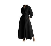 FRESQA Robe Chemise à Manches Longues, Mode coréenne, Chic, col Rabattu, froncée, Maxi, vêtements d'automne et d'hiver, Streetwear, S-5XL