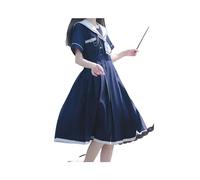 FRESQA Robe de Marin Style Preppy Japonais pour Filles, Tenue de Marin Lolita Y2k, Gothique Kawaii, Vintage, Manches Courtes, Robe mi-Longue d'été