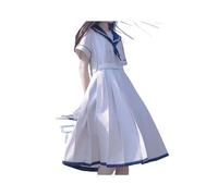 FRESQA Robe de Marin Style Preppy Japonais pour Filles, Tenue de Marin Lolita Y2k, Gothique Kawaii, Vintage, Manches Courtes, Robe mi-Longue d'été