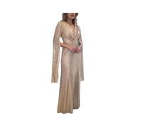 FRESQA Robe de soirée drapée à Paillettes, col en V, Sexy, Longue, Moulante, Mode Femme, Robe de soirée élégante