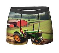 FRESQA Romantique Paris Butterfly Eiffel Boxer pour homme, doux, évacuant l'humidité, respirant, souple et confortable, Motif de ferme de tracteur, S