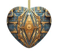 Fresque géométrique à motifs, décoration de Noël exquise en céramique, décoration de table de 7,4 cm. Idéal pour les rebords de fenêtre et les cheminées.