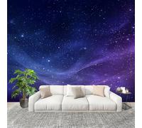 Fresque intissé 200x140 cm Ciel Nocturne De RêVe, Mer D'éToiles 3D Impression Haute Définition Papier Peint Décoration Murale Poster Bleu-Violet Murale Moderne Salon Chambre á Coucherr Bureau Salle