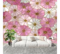 Fresque intissé 400x280cm Moderne GéOméTrique Floral 3D Impression Haute Définition Papier Peint Décoration Murale Poster Blanc Murale Moderne Salon Chambre á Coucherr Bureau Salle