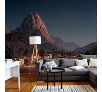 Fresque murale 3D représentant la végétation et les bâtiments d'un village du désert, poster mural, sticker mural pour fond de télévision, décoration murale pour salon, chambre, restaurant, 400 cm x 2