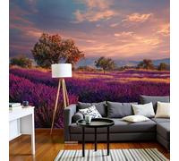 Fresque murale 3D représentant un champ de lavande au coucher du soleil, un paysage naturel, un sticker mural pour fond de télévision, une décoration murale pour salon, chambre, restaurant, 300 cm x 2