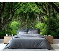 Fresque murale « Haies sombres enchantées » - Tunnel magique entre les arbres et chemin forestier, décoration murale pour salon, papier peint de forêt mystique 280x200cm (Non autocollant)