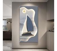 Fresque murale moderne à suspendre,éclairée par LED,Tableau décoratif en grès sans cadre,Applique décorative pour entrée et couloir,Convient aux salons,entrées et couloirs(C,80*40cm/31.5*15.7in)