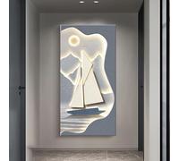 Fresque murale moderne à suspendre,éclairée par LED,Tableau décoratif en grès sans cadre,Applique décorative pour entrée et couloir,Convient aux salons,entrées et couloirs(D,100*50cm/39.4*19.7in)
