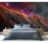 Fresque murale Nébuleuse des Falaises Cosmiques - Décoration murale vibrante représentant des nuages interstellaires et un ciel étoilé pour le salon, papier peint à couper le souffle sur le thème