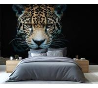 Fresque murale portrait de jaguar - Gros plan saisissant d'un grand félin, idéale pour une décoration animalière dans la chambre ou le salon 300x210cm (Non autocollant)