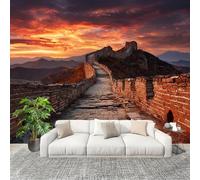 Fresque Papier Peint 200X140cm Coucher De Soleil Sur L'Ancienne Grande Muraille Papier Peint Intissé Résistant à la décoloration Multicolore Moderne Salon Chambre Panoramique Decoration Fresque