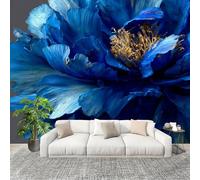 Fresque Papier Peint 250x175cm Peinture à L'Huile VéGéTale Fleurs Papier Peint Intissé Résistant à la décoloration Bleu Moderne Salon Chambre Panoramique Decoration Fresque Murale Décoration Murale