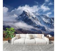 Fresque Papier Peint 400x280cm ChaîNe De Montagnes EnneigéEs Imposante Papier Peint Intissé Résistant à la décoloration Bleu Moderne Salon Chambre Panoramique Decoration Fresque Murale