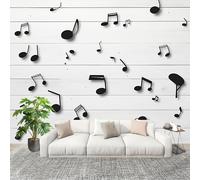 Fresque Papier Peint 400x280cm ThèMe De Notation Musicale Papier Peint Intissé Résistant à la décoloration Blanc Moderne Salon Chambre Panoramique Decoration Fresque Murale Décoration Murale