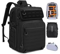 FRETHIND Sac à dos étanche pour appareil photo reflex numérique Canon Nikon Sony drone, objectif, ordinateur portable - Avec housse de pluie, Noir