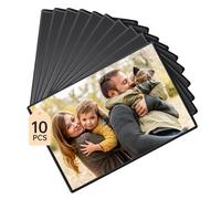 FRETONBA 10 Pièces Cadres à Photos Magnétiques Frigo, 15 x 10 cm Présentoir de Cartes Postales Sans Cadre avec Poche Transparente, Magnets Photo Cadre pour Réfrigérateurs en Métal, Noir