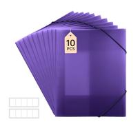 FRETONBA Pochette Cartonnée a4, Chemise Cartonnée A4 10 Pièces, Classeurs et Chemises Fixation de la Bande Élastique, Pochette Plastique Matériau PP Robuste et Durable, Violet
