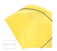 FRETONBA Pochette Cartonnée a4, Chemise Cartonnée A4 10 Pièces, Classeurs et Chemises Fixation de la Bande Élastique, Pochette Plastique Matériau PP Robuste et Durable, Jaune