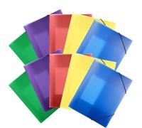 FRETONBA Pochette Cartonnée a4, Chemise Cartonnée A4 10 Pièces, Classeurs et Chemises Fixation de la Bande Élastique, Pochette Plastique Matériau PP Robuste et Durable, Multicolore