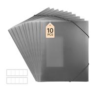 FRETONBA Pochette Cartonnée a4, Chemise Cartonnée A4 10 Pièces, Classeurs et Chemises Fixation de la Bande Élastique, Pochette Plastique Matériau PP Robuste et Durable, Noir