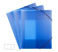 FRETONBA Pochette Cartonnée a4, Chemise Cartonnée A4 3 Pièces, Classeurs et Chemises Fixation de la Bande élastique, Pochette Plastique Matériau PP Robuste et Durable, Pochette Elastique, Bleu