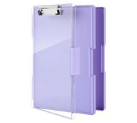 FRETONBA Porte-bloc A4 avec Compartiment de Rangement, Presse-papier Plastique Violet, Léger et Portable, pour École/Industrie/Bureau(Violet)