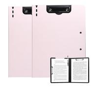 FRETONBA Porte-documents A4, 2 Pièces Dossier avec Porte-bloc et Couvercle, Porte-documents avec 2 Pinces, Tableau pour Bureau/Chantier/École, Rose